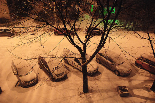 Az éjjel leesett a hó Orosházán (Fotó: Forgó Imi)