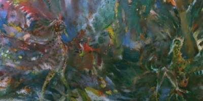 Bolmányi Ferenc Feszültség (kék madár) című festménye