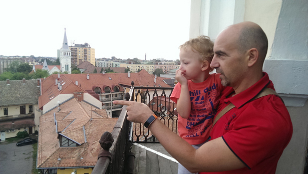 apa és fia a magasban, az evangélikus toronyban (még több kép az OHBK oldalán, klikkelj) Fotó: Melega Krisztián 