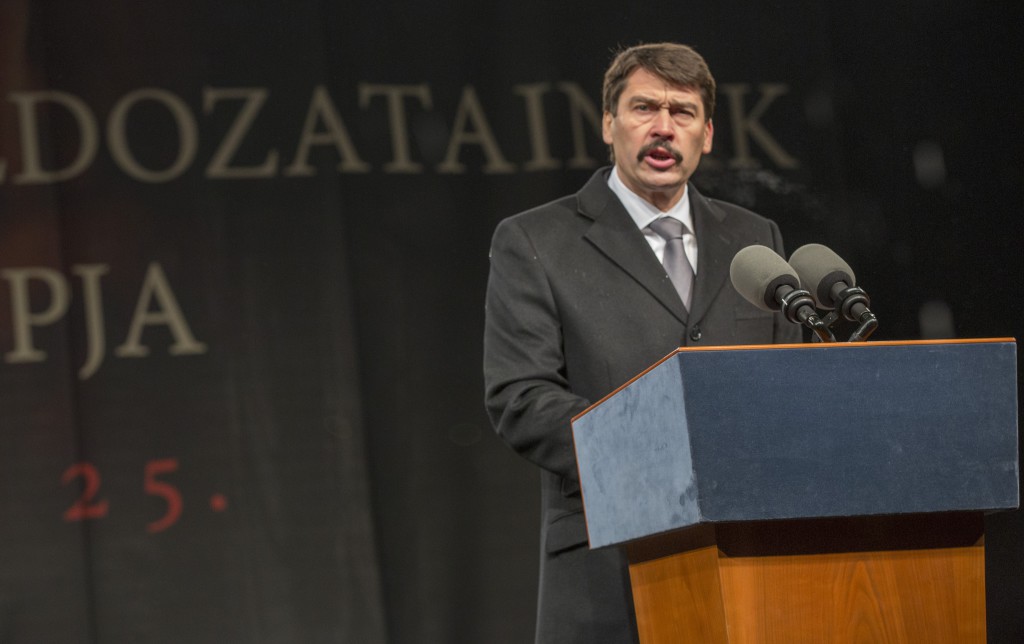 Áder János köztársasági elnök beszédében méltatta az ellenállás tagjait (Fotó: Rosta Tibor)